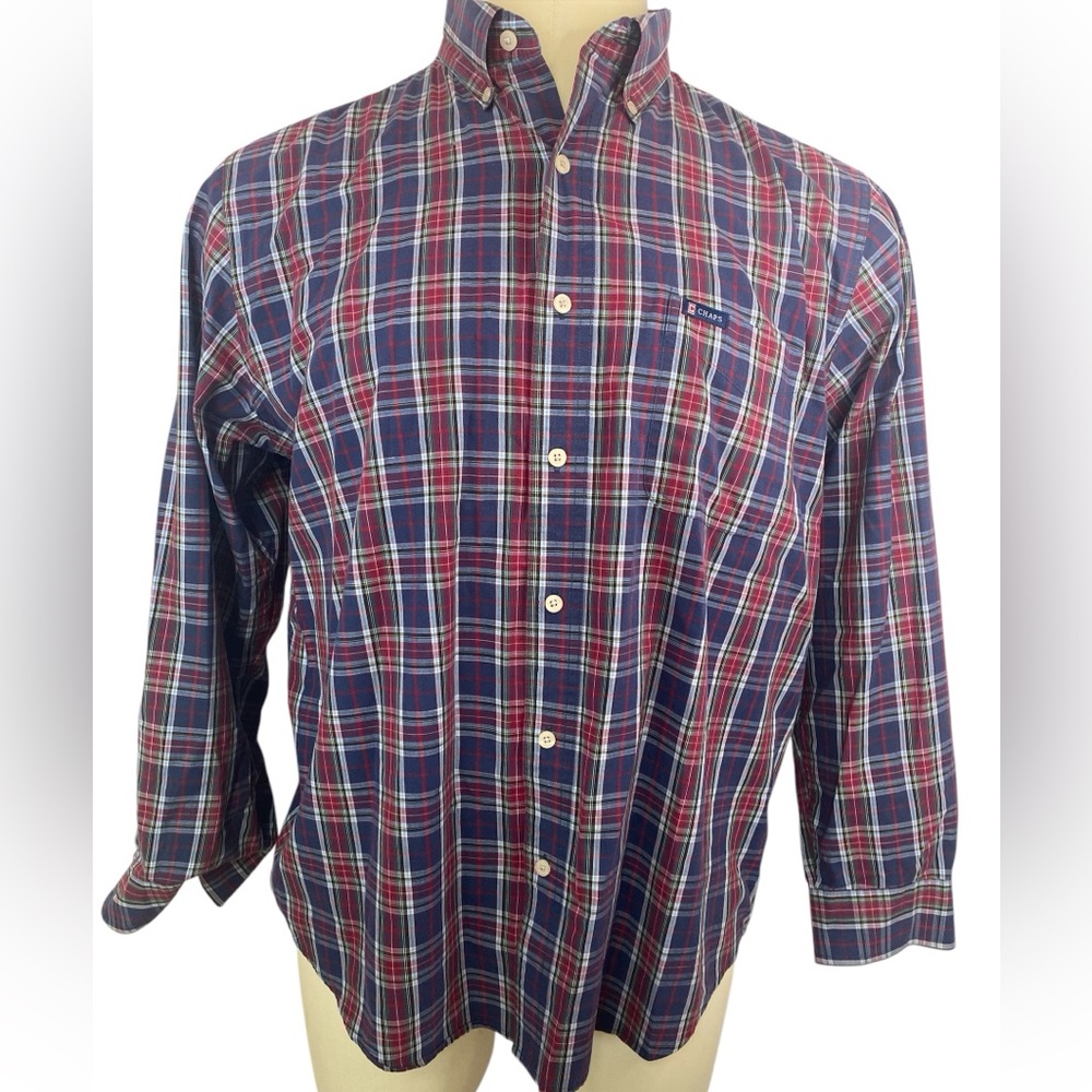 Chaps Long Sleeve Button Up Men's Red and Blue Plaid Shirt XL